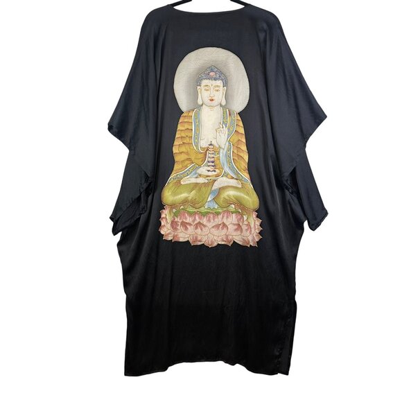 Asian Image Silk Kaftan Buddha Dress One Size Up to XL Loungewear India RARE Zen - Picture 9 of 14